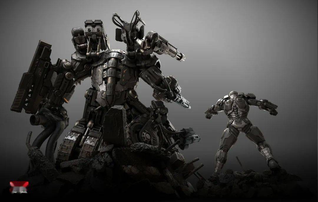 版本b额外附带的两件武器也能够安装到单独展示的战争机器身上从官图