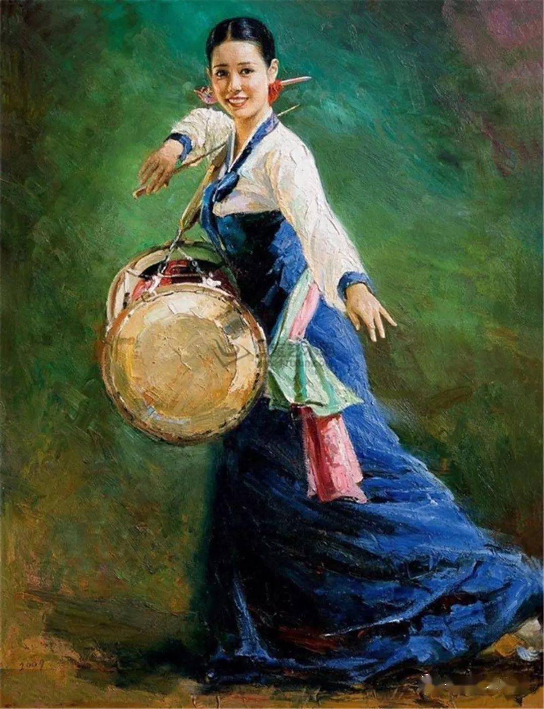 鼓声长金永珍 我的故乡任明吉 童真裴庆哲 《小女孩》朝鲜一级画家李