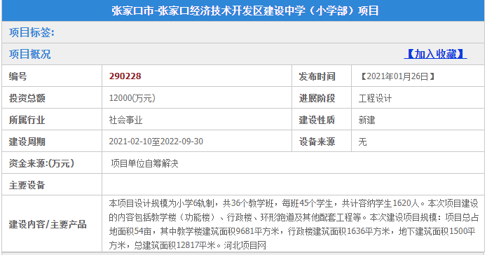 規劃曝光 張家口市經開區將新建一所小學 教育 全網搜