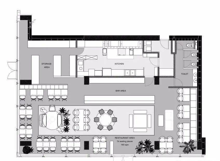 餐饮空间平面不会布置上千张平面图请查收