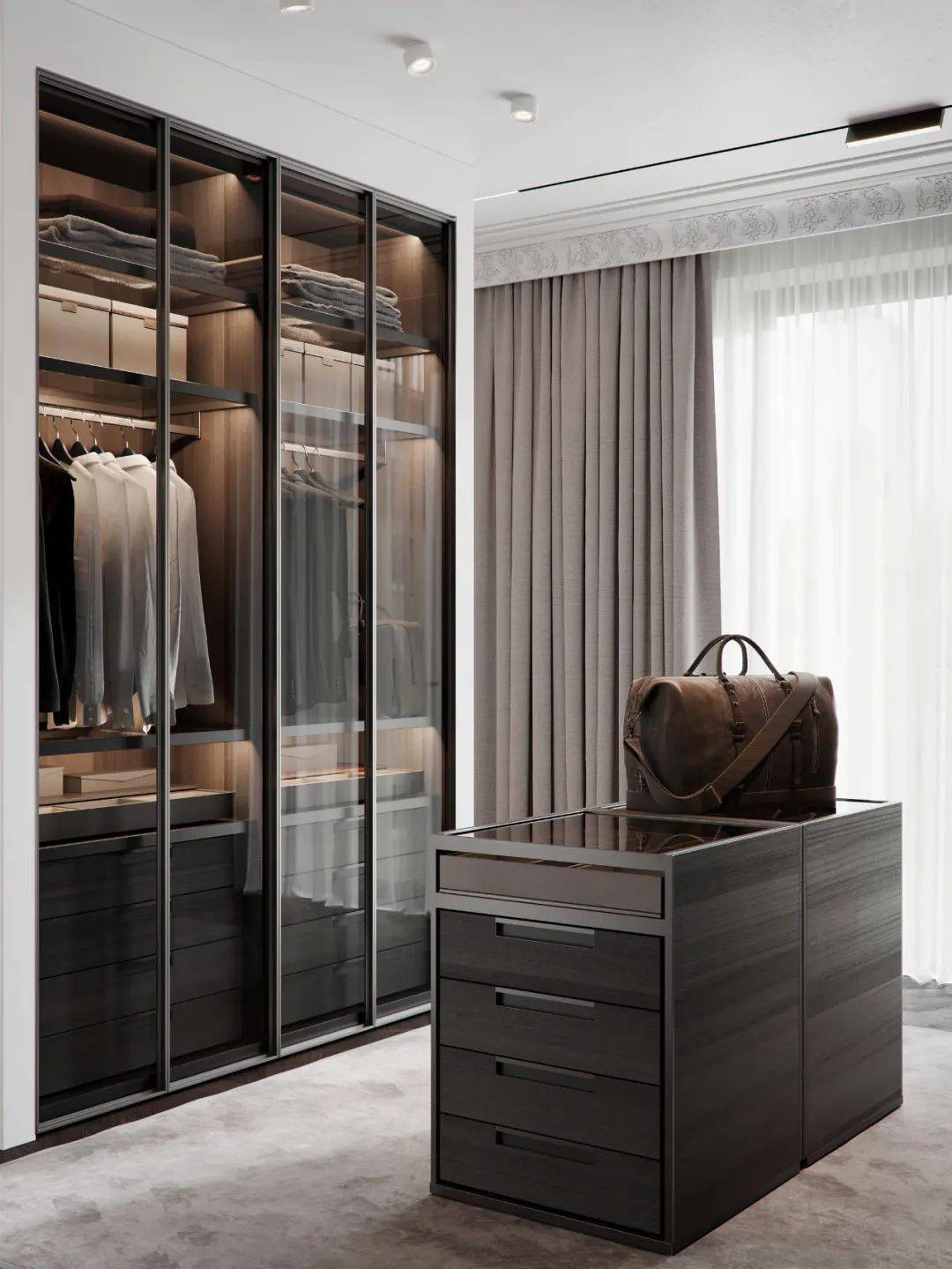 8铝木结合衣帽间9通顶门板衣柜