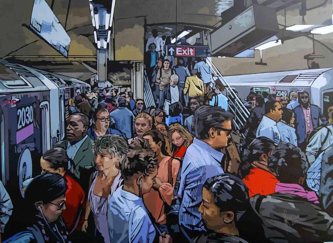 表现地铁生活的油画作品可以说,在纽约的地铁站中,就是一个社会与艺术