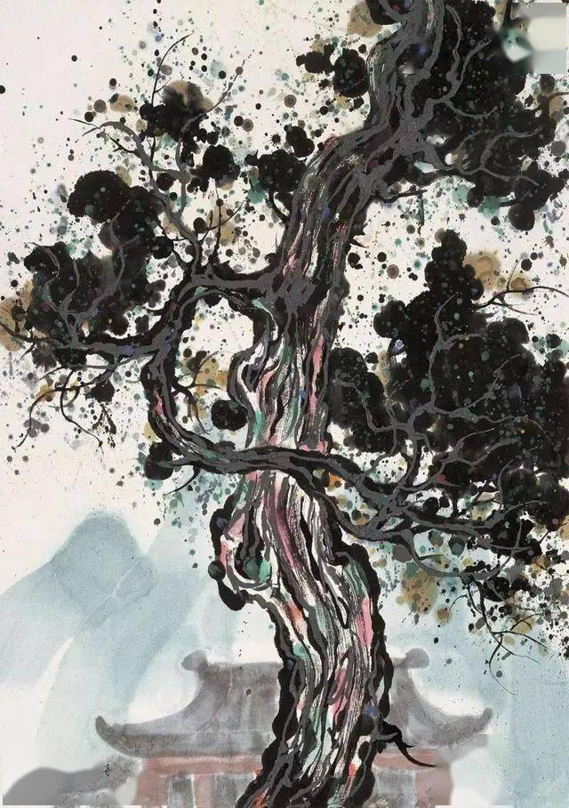 吴冠中画树,千姿百态_榕树