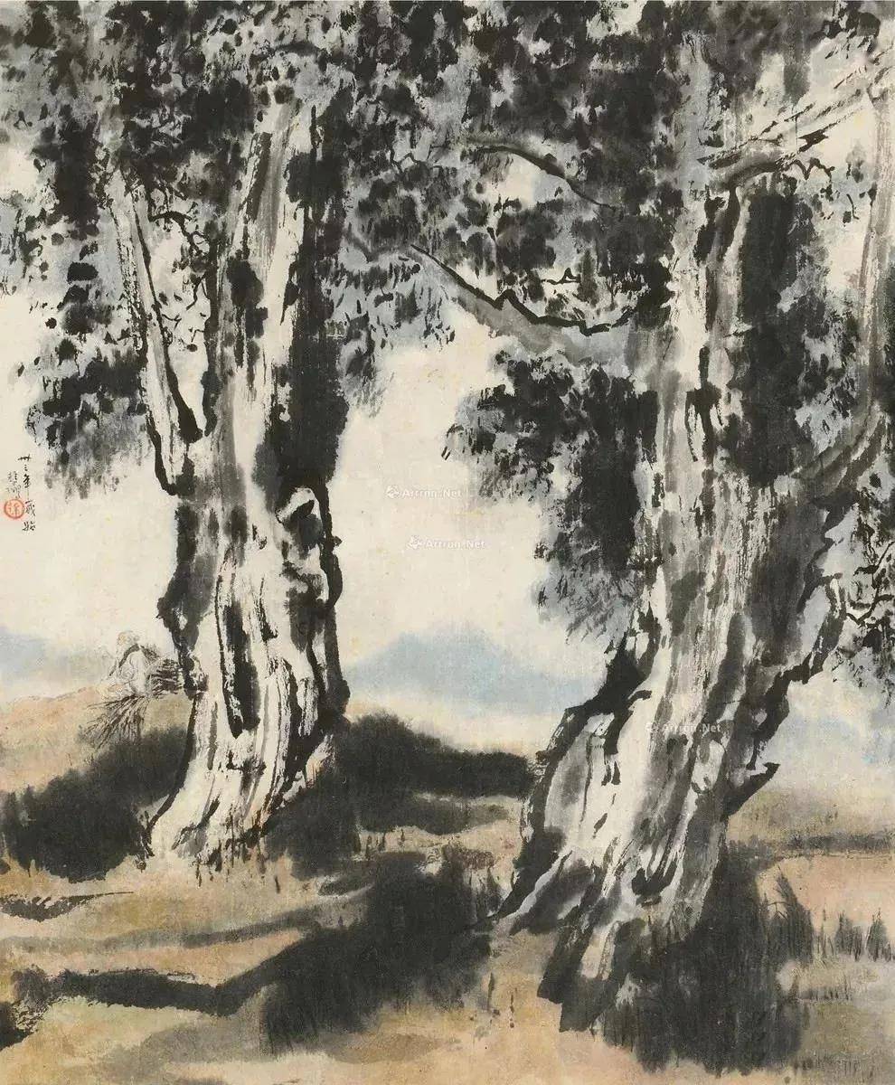 徐悲鸿山水落笔有神栩栩如生