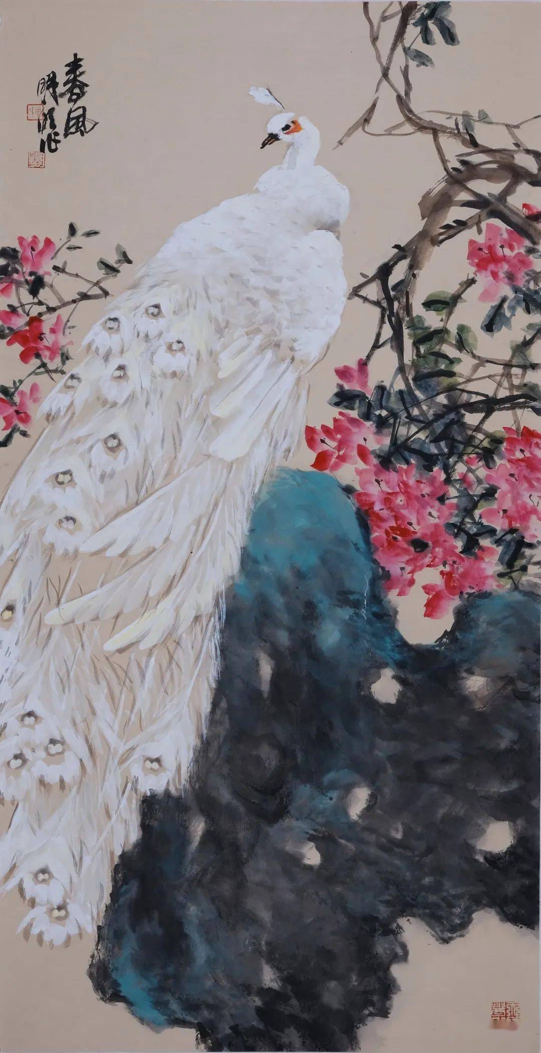 逸趣》68cm x 68cm茹峰《庭院清秋》68cm x 68cm姚晓东《牡丹》35cm x