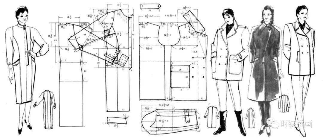 风衣 10款-女装风衣外套大衣结构裁剪图！