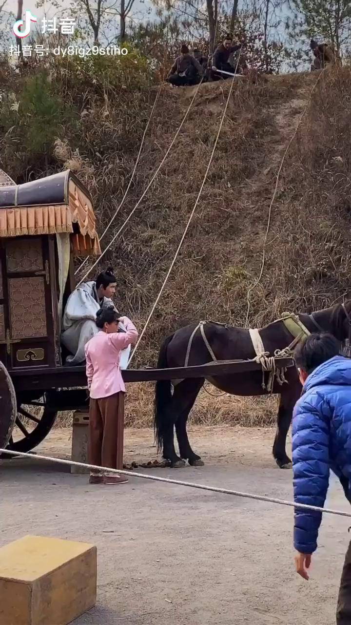电视剧中拍摄,一辆马车在行驶,遇到刺客?