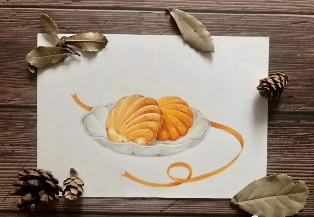 彩铅画~盘子里的食物!