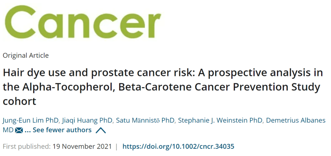 风险|男性染发，前列腺癌风险飙升？首个大型前瞻性队列研究结果显示，使用永久染发剂与男性患前列腺癌的风险增加77%有关丨临床大发现