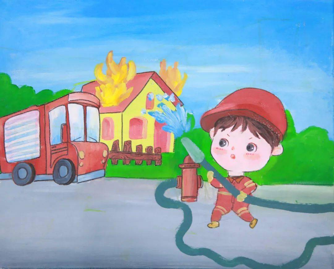 小小消防员绘画大全图片