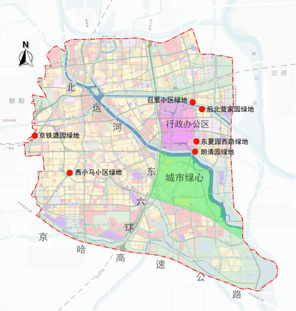 位于北京城市副中心155平方公里范围内,包括召里小区绿地-1,召里小区
