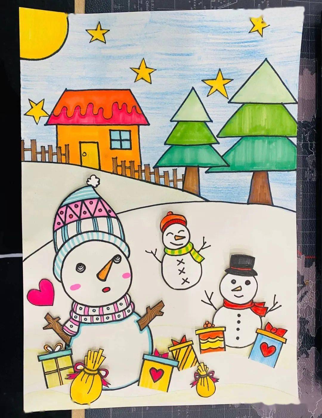 2021冬季一学就会40个简单漂亮的冬季主题创意儿童画