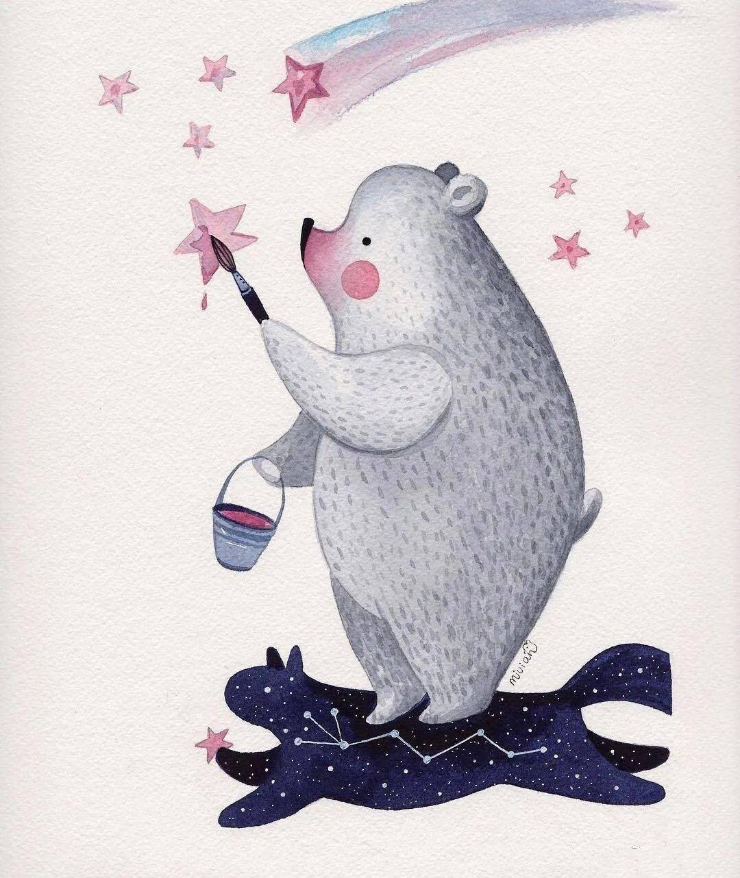 治愈系水彩小熊_在线_绘画_课程