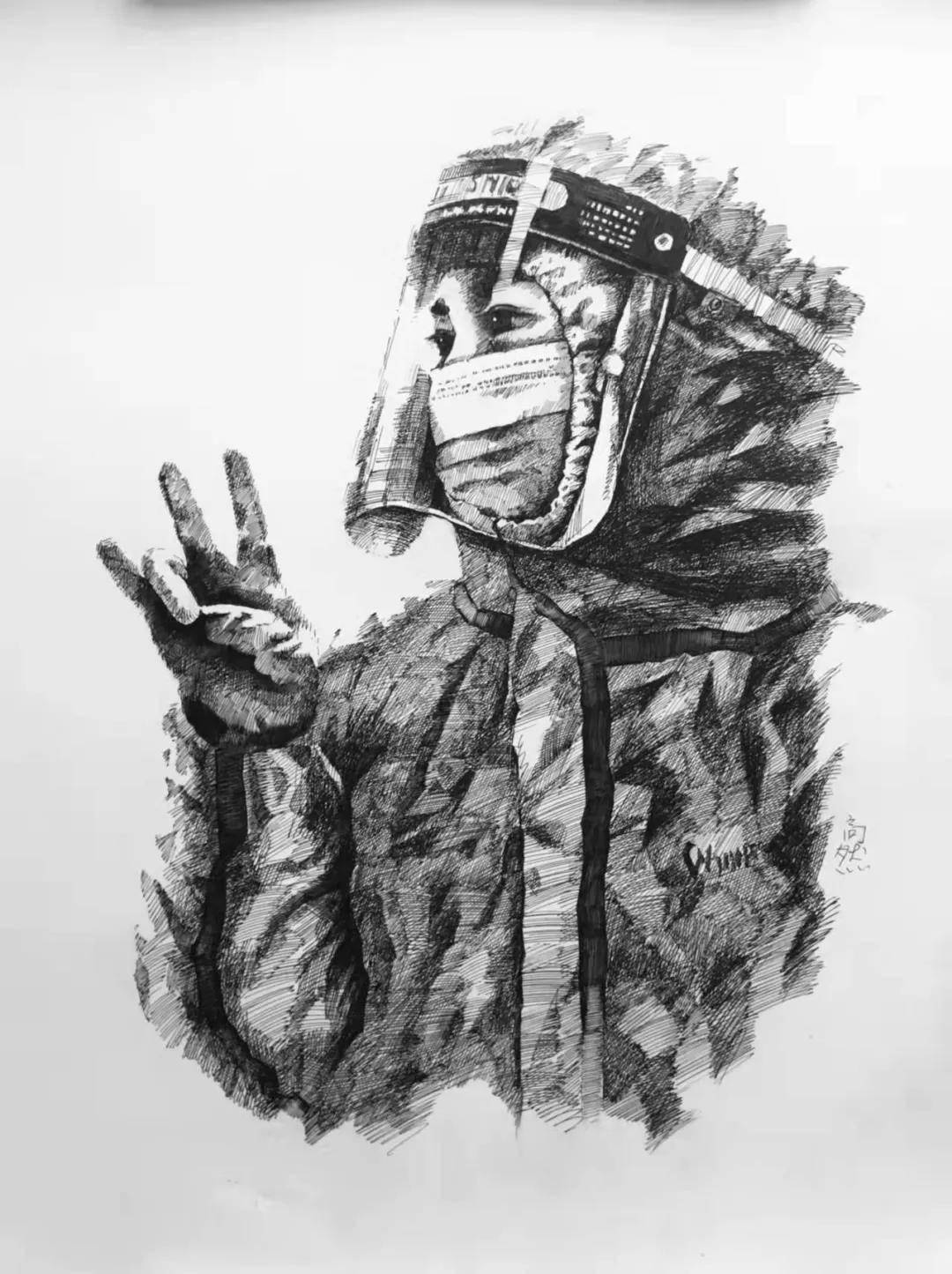满洲里突然爆发的新冠疫情,每时每刻都在牵动着钢笔画家高振海,高然