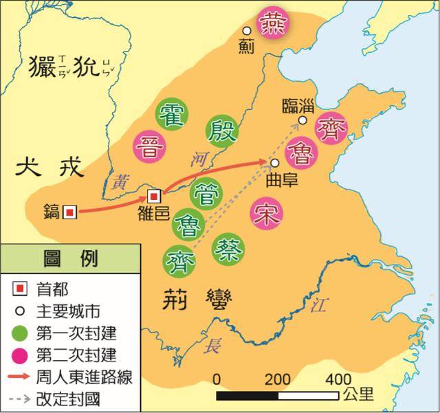 港版的西周地图,图中深色部分是西周的版图