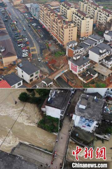 回访江西永修洪涝受灾现场附前后对比照