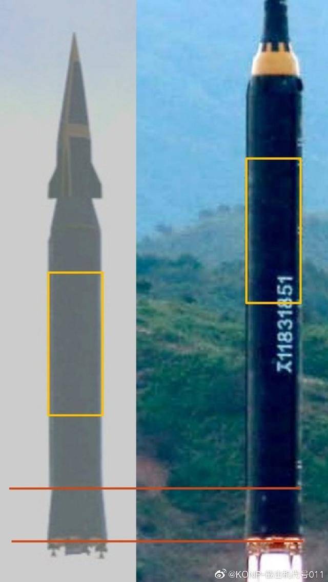 弹头也能看出比一般的传统战斗部更扁,比双锥体战斗部更长,是非常明显