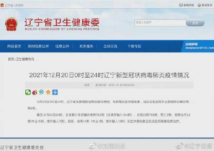 疫情|12月20日0时至24时 辽宁新型冠状病毒肺炎疫情情况：无新增