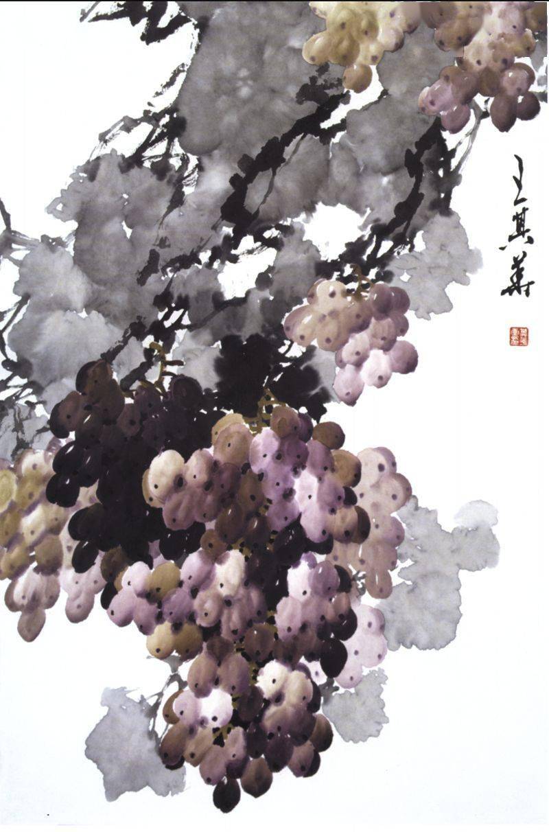 他笔下的葡萄气韵生动风格独特