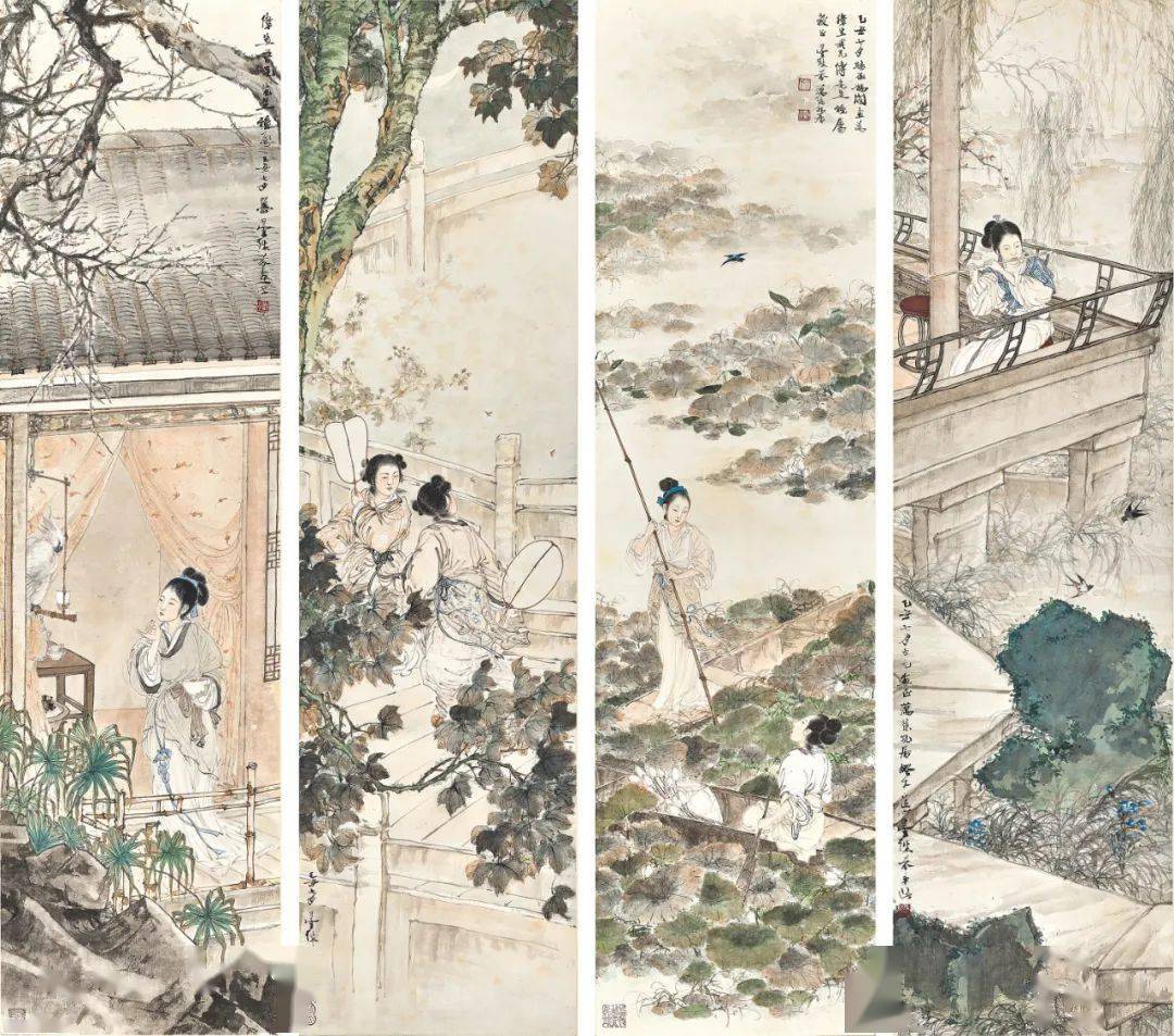 邓芬"闺阁侍女图",描画细致,笔墨精微!_周善_书画_仕女