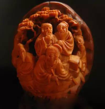 ◆厳◆【真作】★清時代・古珍材彫・核桃彫件★極細工 置物 擺件 古賞物　中国古美術　 TH437◇明神◇極上珍品・中国・清時代・翡翠彫・竹報平安置物・手彫り・