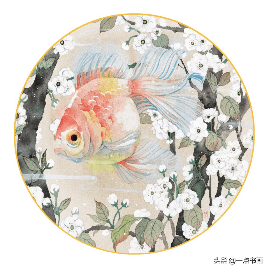 用水彩这样画金鱼像要从画里游出来了
