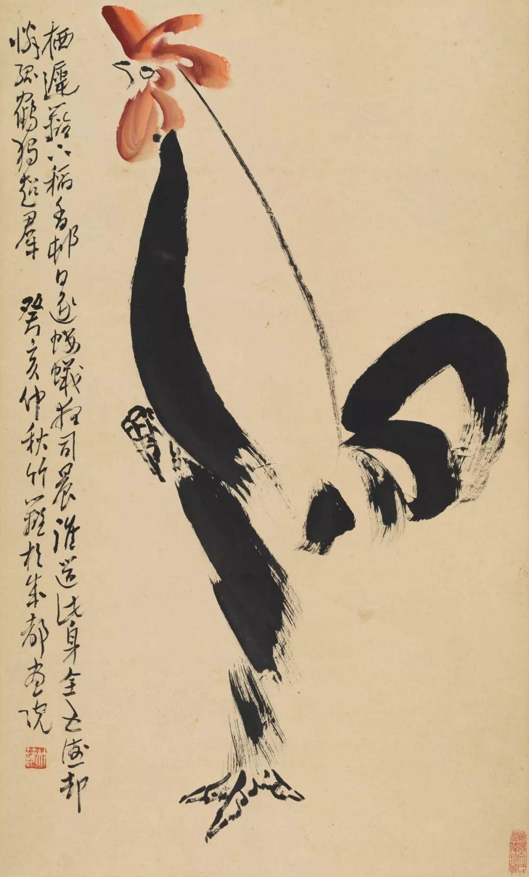 大写意画鸡寥寥几笔个性十足