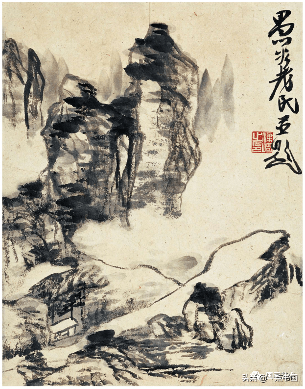 煙靄▲梁崎(1909--1996),字礪平,號聵叟,燕山老民等,著名大寫意畫家