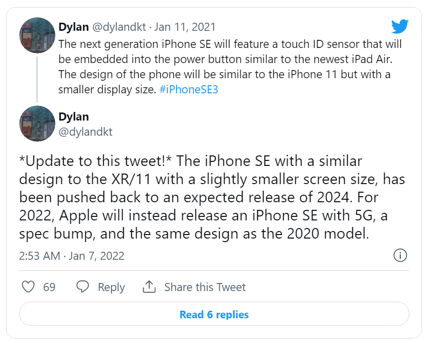 系列|爆料：2022款苹果iPhone SE设计不变、支持5G