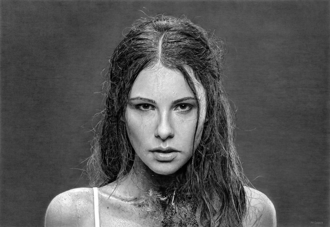 德国艺术家菲利普韦伯的超写实湿身少女油画真心的漂亮