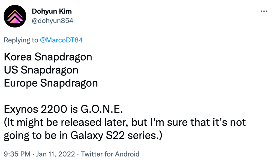 【前沿】三星S22系列处理器延期发布？曝今年或只搭载骁龙8