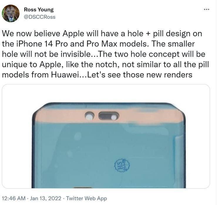 咨询机构：新iPhone Pro采用“药丸形”打孔屏幕