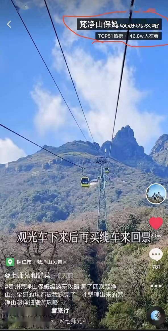 梵净山|贵州成抖音冬季旅游热门省份，3个月文旅视频浏览量破30亿次