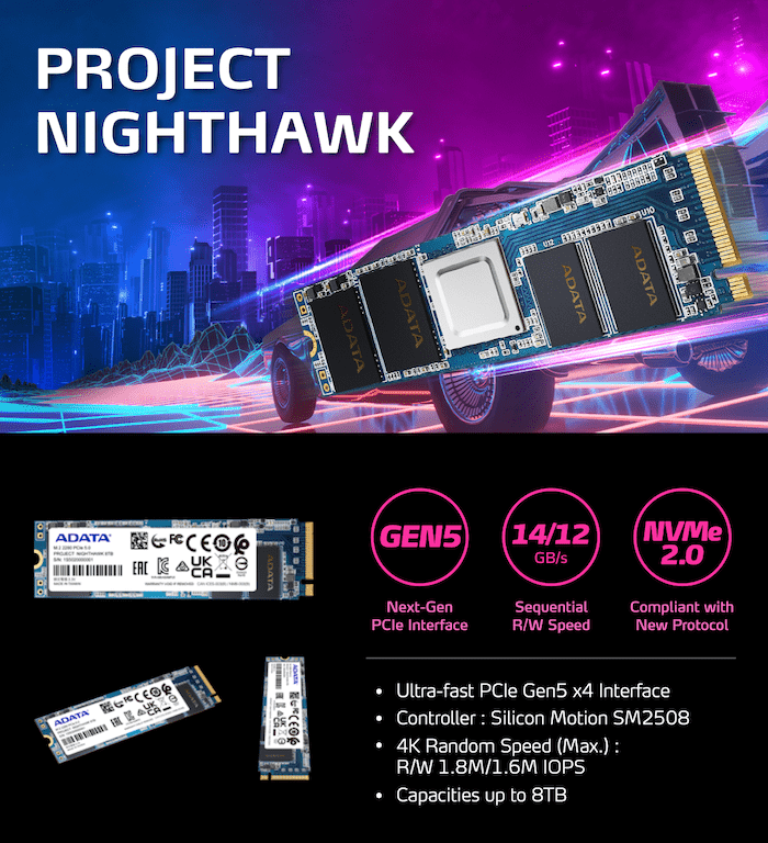 威刚展示 PCIe 5.0 SSD：连续读取14GB/s