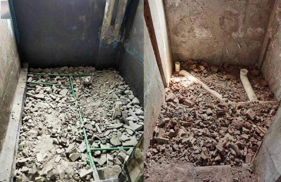 碎石等残料也就是通常所说的" 建筑装修垃圾"对下沉式卫生间进行回填