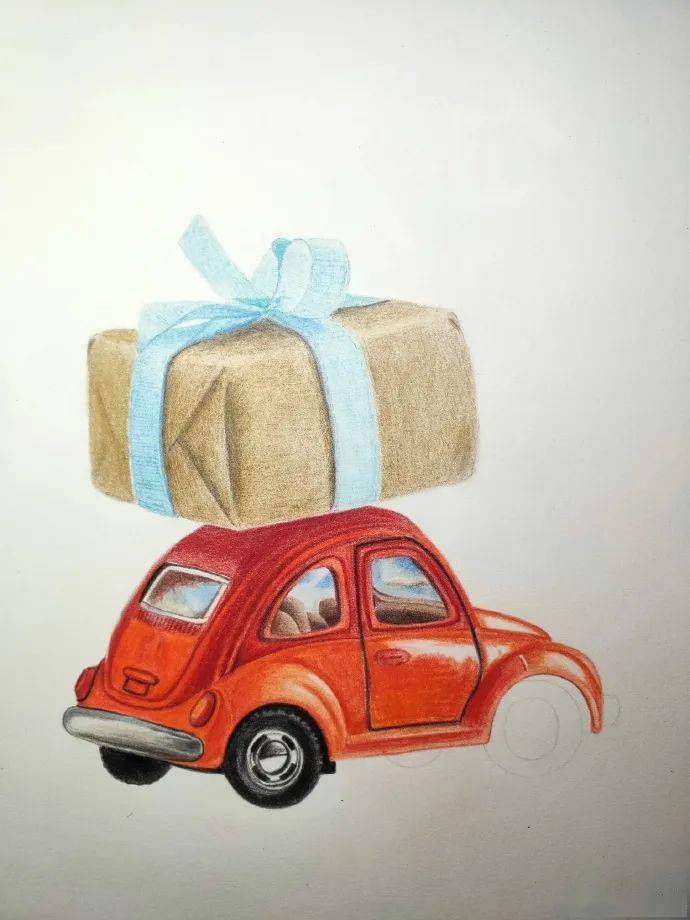 彩铅画入门教程玩具小汽车步骤图适合新手临摹的彩铅画