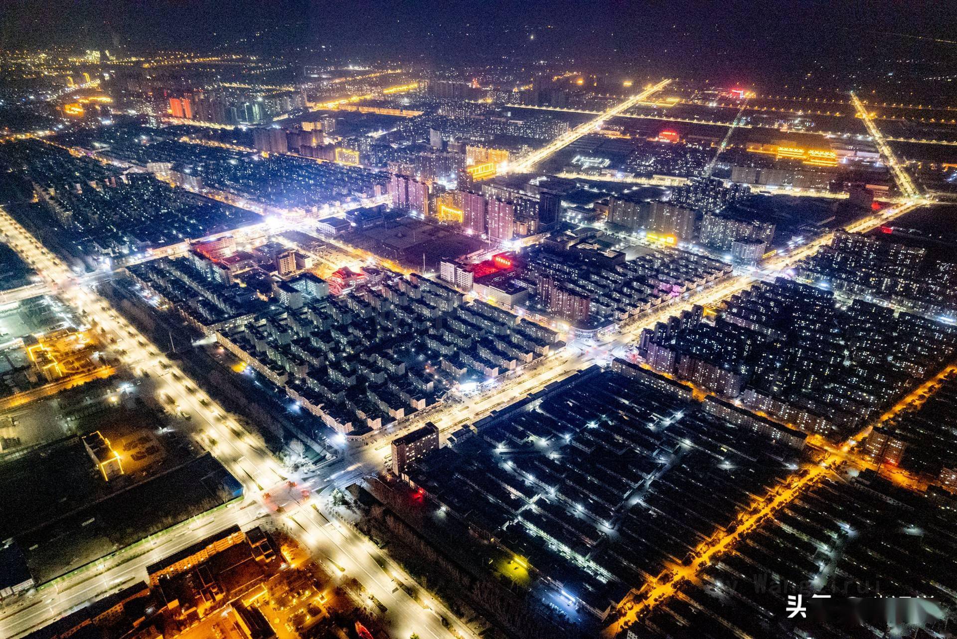 航拍空城夜景河南安阳滑县人足不出户车不上路