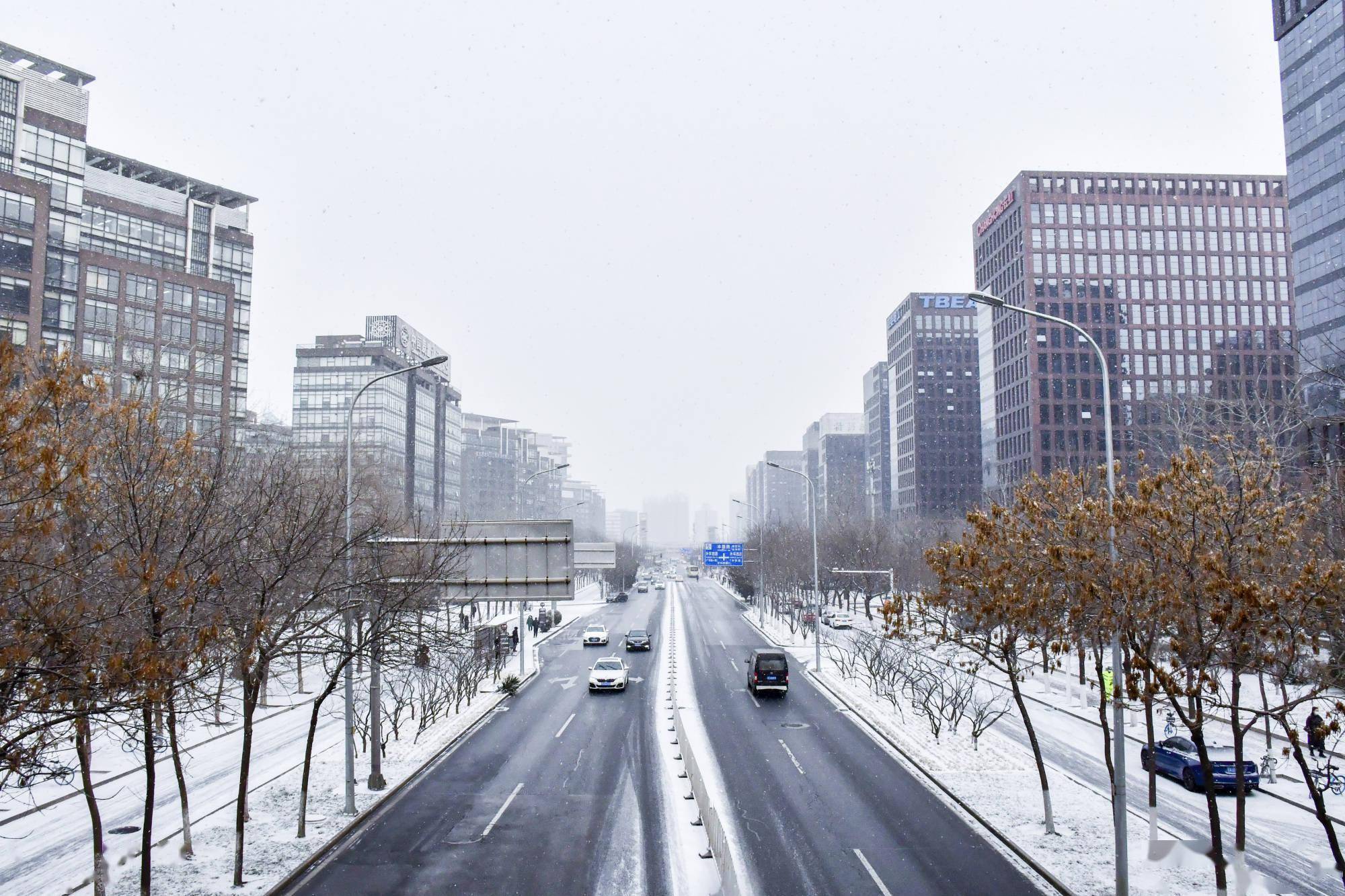 雪花漫天 北京迎来2022年第一场雪