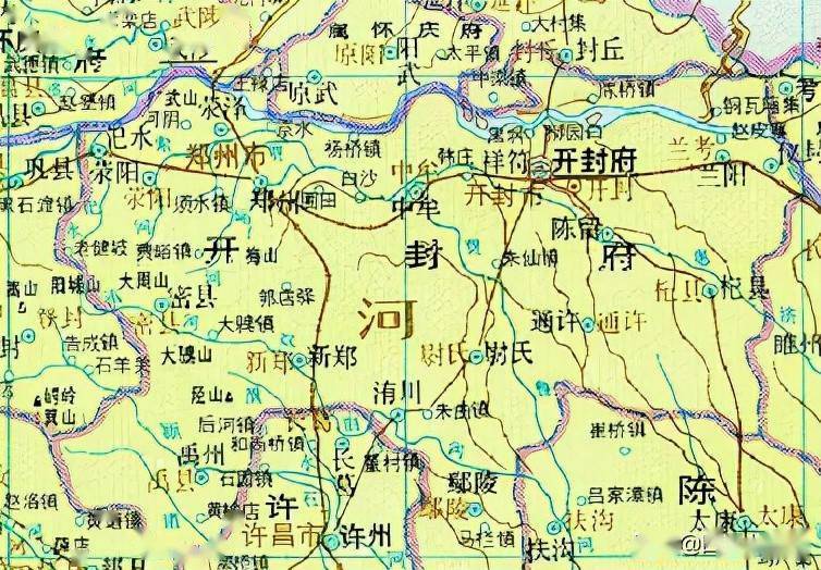 民国时期1933年民国时期陈留地图中华民国二年(1913年)2月,废开封府改