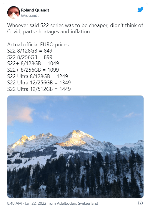 三星 Galaxy S22 / Plus / Ultra 欧洲售价曝光，并未变便宜