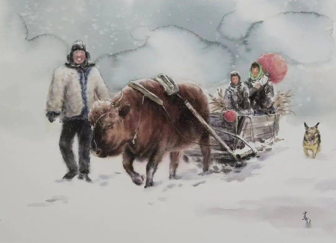 民俗画买年货杀年猪