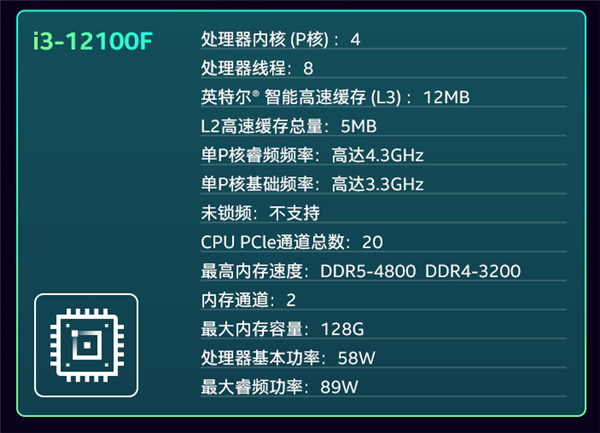 12代酷睿i3-12100,i3-12100f同时上架:功耗不超60w_基准_频率_intel