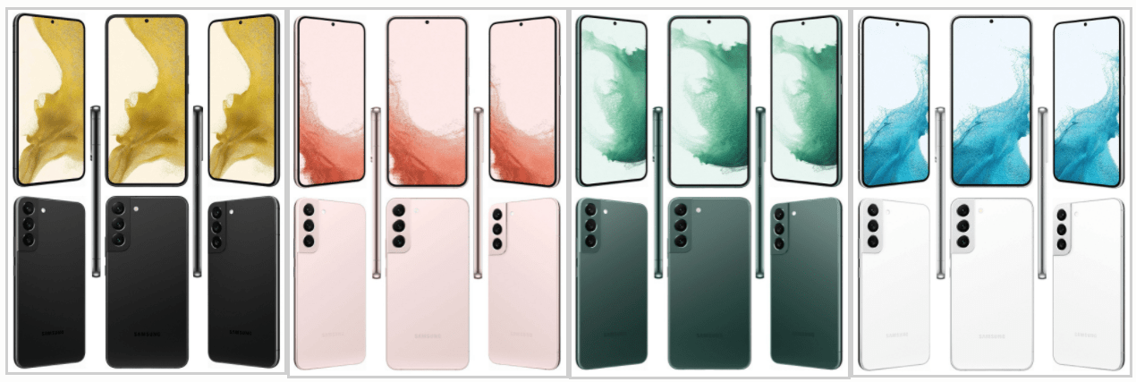 三星 Galaxy S22 / Plus / Ultra 所有配色渲染图流出