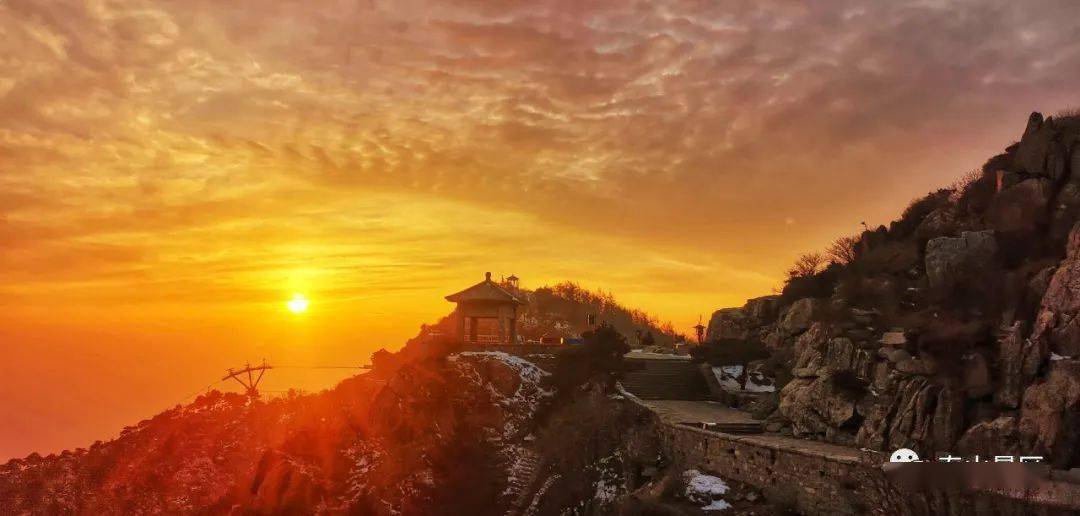 欣赏晚霞夕照,感受岁月美好_泰山_落日_景区