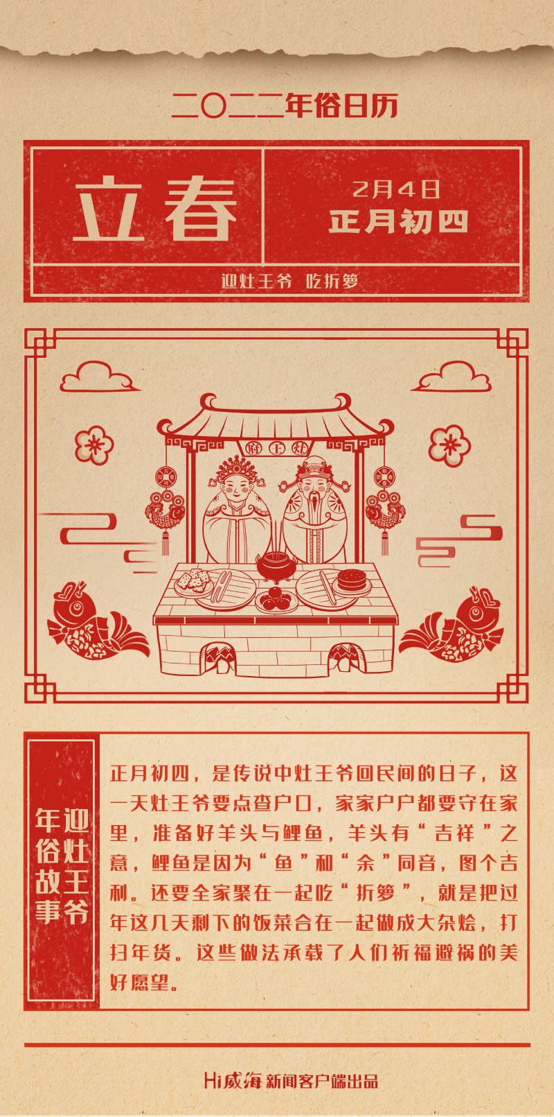 年俗日历丨正月初四灶王爷来你家了吗