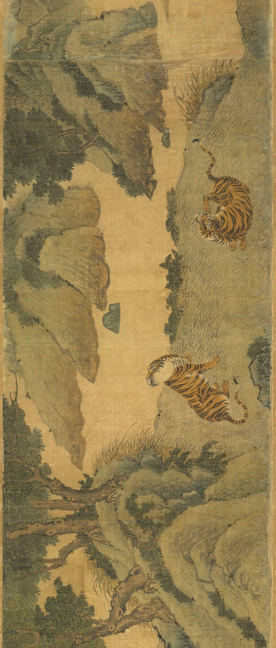 风林群虎图明代画虎名家的杰作