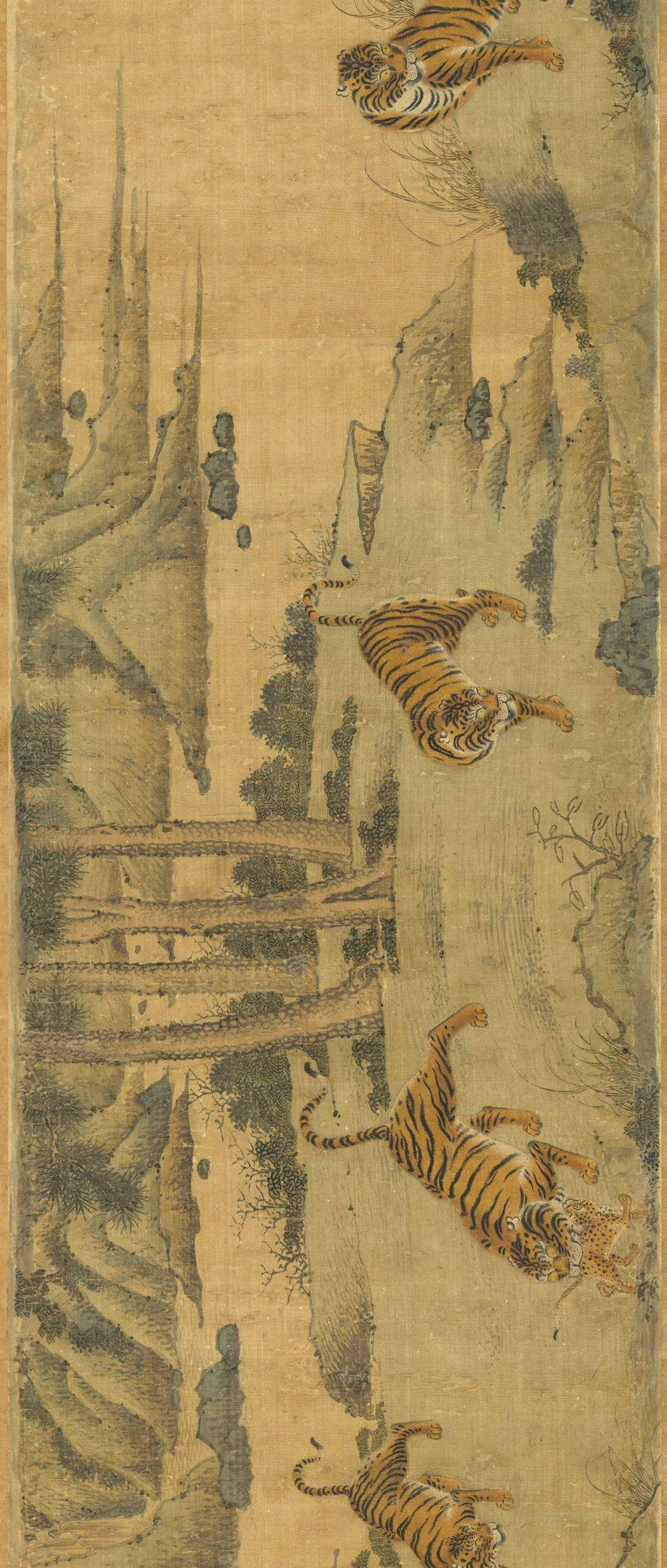 风林群虎图明代画虎名家的杰作