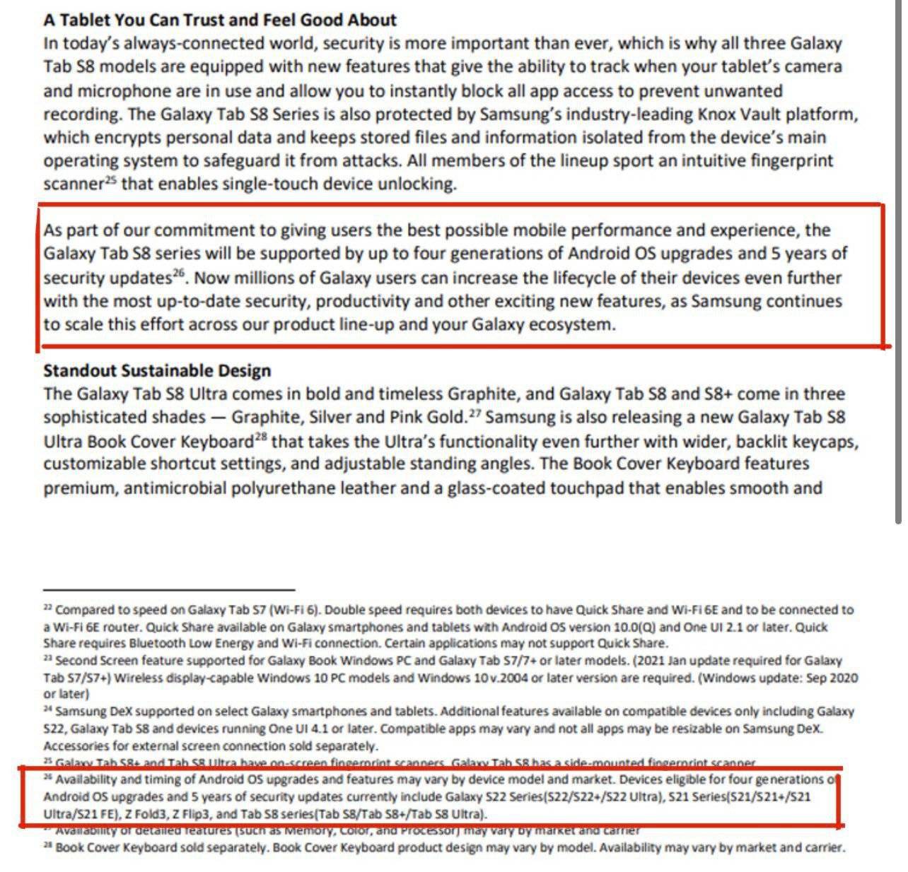 三星将为Galaxy S22/S21/Tab S8系列提供四个安卓大版本升级