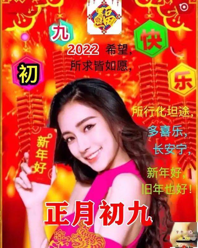 大年初九拜年表情包图片,祝新的一年一切依然顺利,吉祥如意,新年快乐!