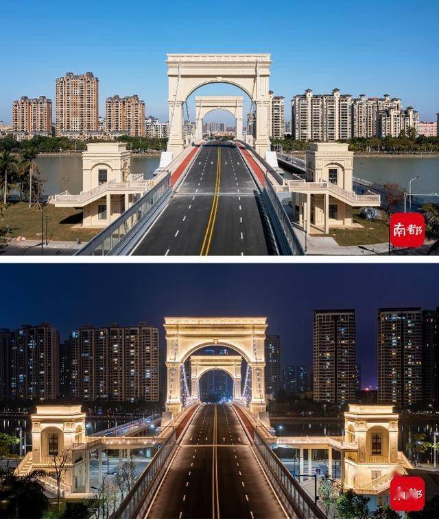 珠海新通道南屏二桥通车桥体形似凯旋门